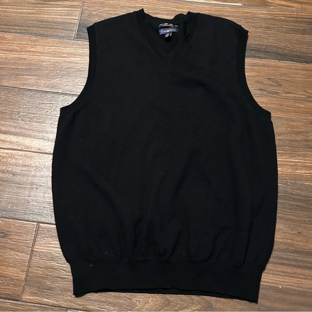 Club Room 100% Merino Wool Men’s Vest Medium Black Estate Merino V Neck